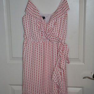 Aqua Pink Dotted Dress - Faux Wrap